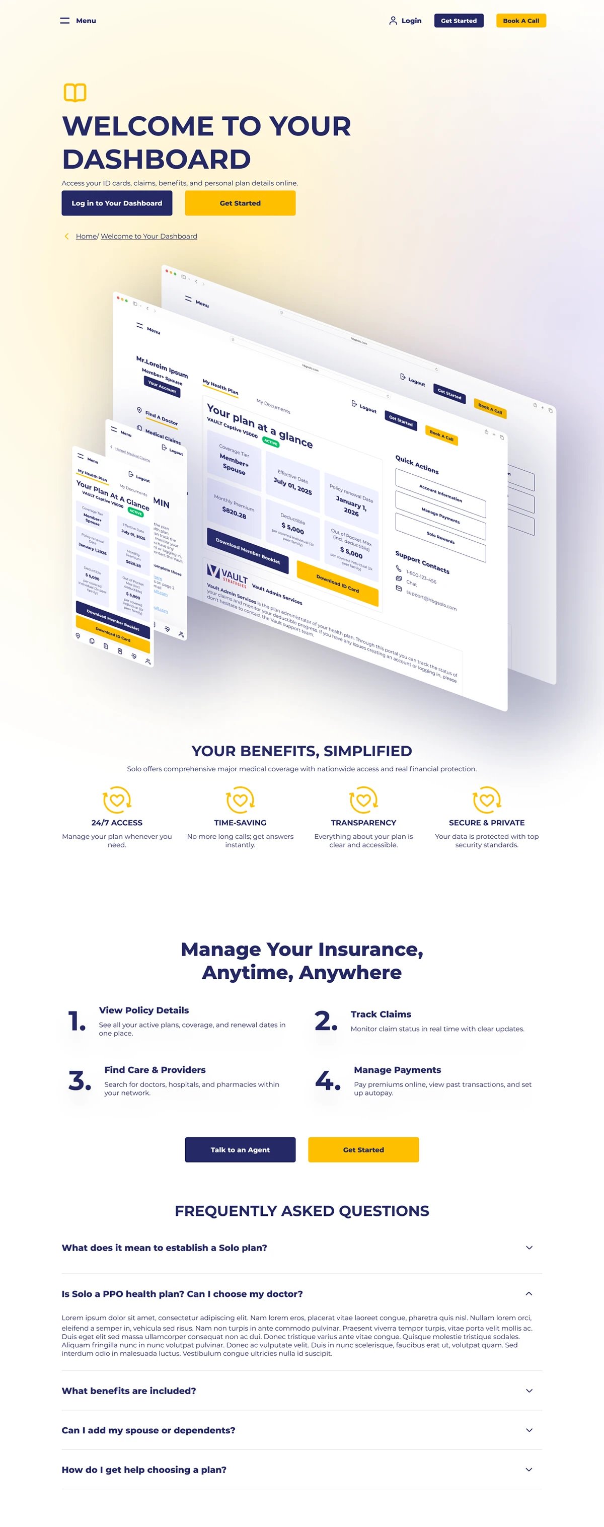 Solo Health Collective claims management dashboard